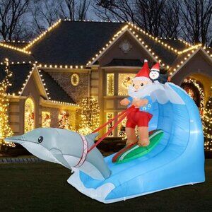 ⚡7.55FT Christmas Inflatable Santa Claus Penguin Dolphin Outdoor Decoration